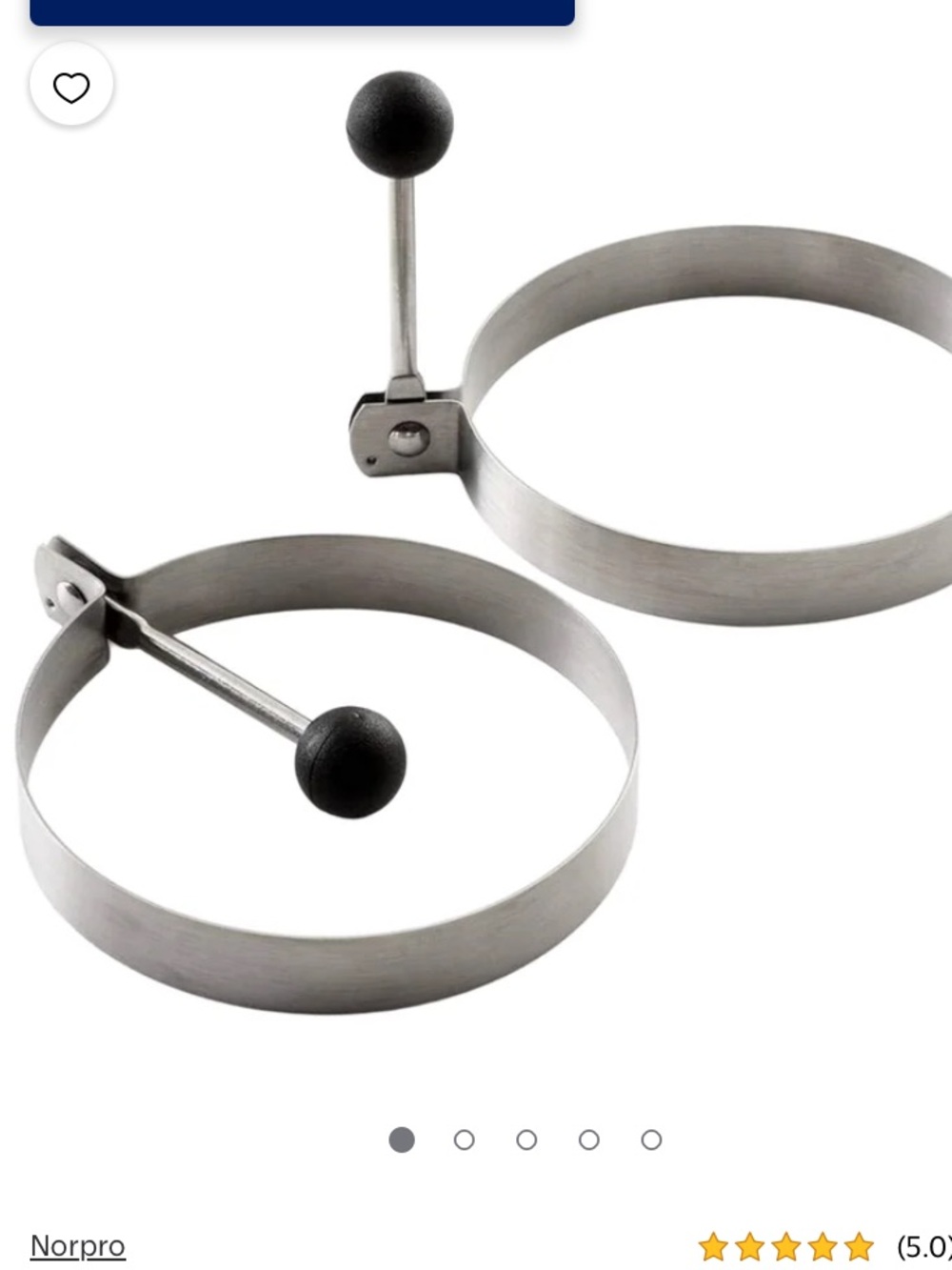 🆕Norpro Stainless Steel Egg Rings – Set of (2) Foldable Handles